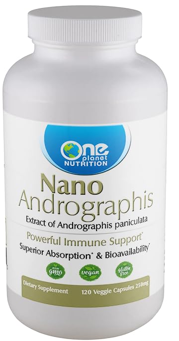 En Planet Nano Andrographs 500 mg Veggie Kapsler (120 Servering), Andrographs paniculata Extract, Nano for Superior Absorption, Understøtter Samlet Wellness, Non- GMO, Vegan, Gluten- Free