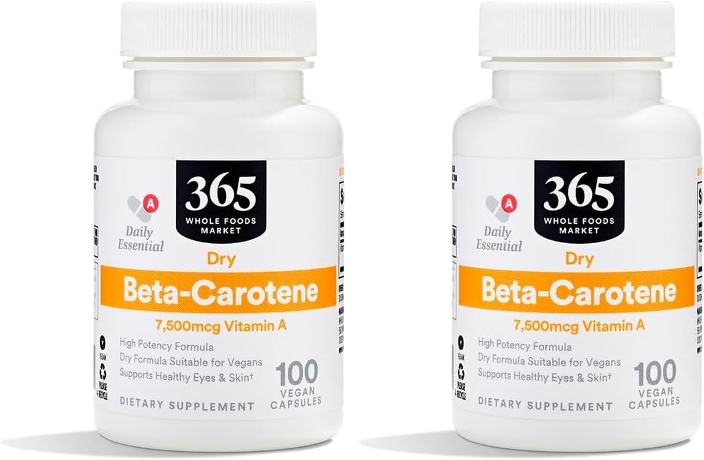 365 by Whole Foods Market, Beta Caroten Dry 15000 MCG, 100 Count (pakke med 2)