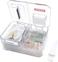 Rejse Pill Box Medicin, Kosttilskud, Vitamin Pill Organizer Daglig Brug Pill Case med Pill Cutter Pill Crusher og Grinder (hvid)