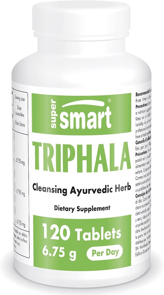 Supersmart - Triphala 6,75 g Per Servering - med Amla, Behada & Harada - Intern Cleanser for fordampning - Natural Detox Supplements 124; Non- GMO & Gluten Free - 120 vegetariske kapsler
