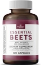 Essential Beets Dietary Supplement - Premium Beet Root Extract for Heart Health & Blood Pressure Support, Forbedrer atletisk ydeevne, 2-måned Supply, Vegan & Allergen- Free