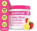 Belli Welli Fiber supplement til kvinder & mænd, Premium Daily Fiber Powder fra Organic Acacia med Tilføjet Collagen, Electrolytes & Probiotika, Ingen Bloat, Forstoppelse & Gut Health Support (Strawberry Lemonade)