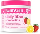 Belli Welli Fiber supplement til kvinder & mænd, Premium Daily Fiber Powder fra Organic Acacia med Tilføjet Collagen, Electrolytes & Probiotika, Ingen Bloat, Forstoppelse & Gut Health Support (Strawberry Lemonade)