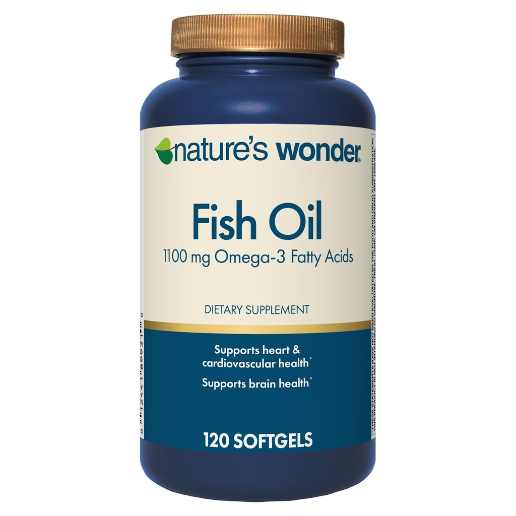 Nature 's Wonder Fish Oil 1100mg Omega-3 Fish Oil Supplements for Women and Men, EPA & DHA for Sunde Joints, Heart, immunsystem, 120 Day Supply of Softgels