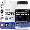 Renew Actives Melatonin 10mg per Serving – Promotes a Deeper, Longer & Ideal for Sleep Management, Jet Lag & to Reset Your Sleep Cycle - Made in Canada - 180 Tablets