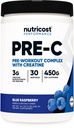Nutricost Pre- C Pre- Workout Kompleks med Creatin (Blue Rasberry Measures 124; 30 Servering) Pulver - Boost Fintess Routines, 450g