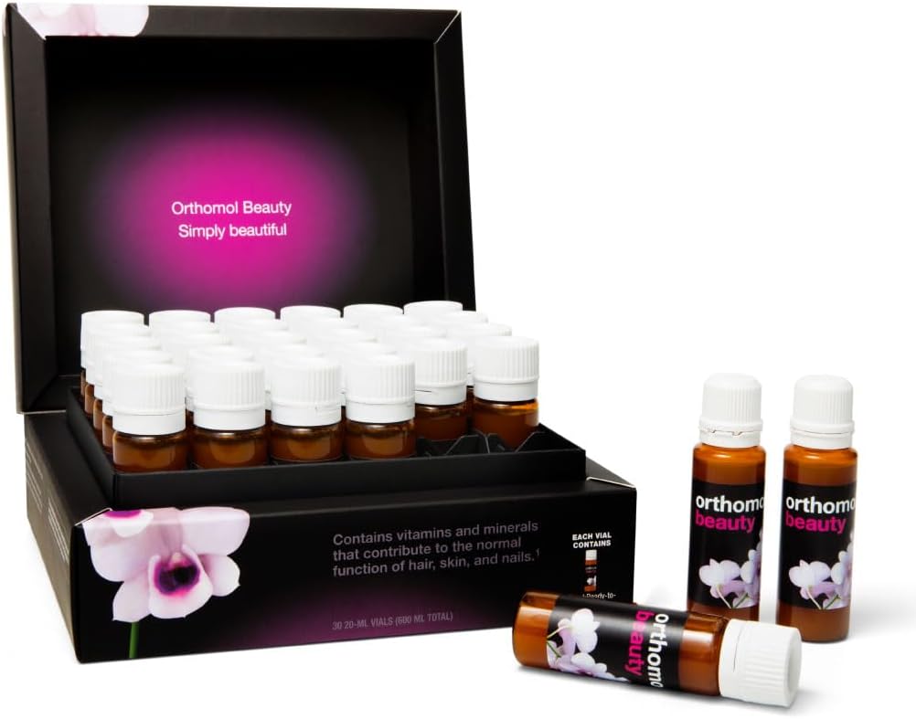 Orthomol Beauty Vial - flydende kvinders skønhed tillæg med kollagen hydrolysat, hyaluronsyre, og coenzym Q10 for hår, hud, og negle sundhed