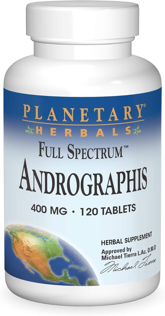 Planetary Herbals Full Spectrum Andrographis 400mg Support Healthy Digestive, Cardiovascular & Unrinary Systems - Support For Healthy Liver & Immune Function - Ayurvedic Herb - 120 Tablets