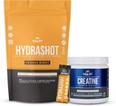Hydration & Performance Bundle: 150g Mikroniseret Creatin monohydrat & Hydrashot Orange Electrolyte Hydration Powder (15 Servering) - Sukkerfri, Vegan, og perfekt til Endurance & Inddrivelse