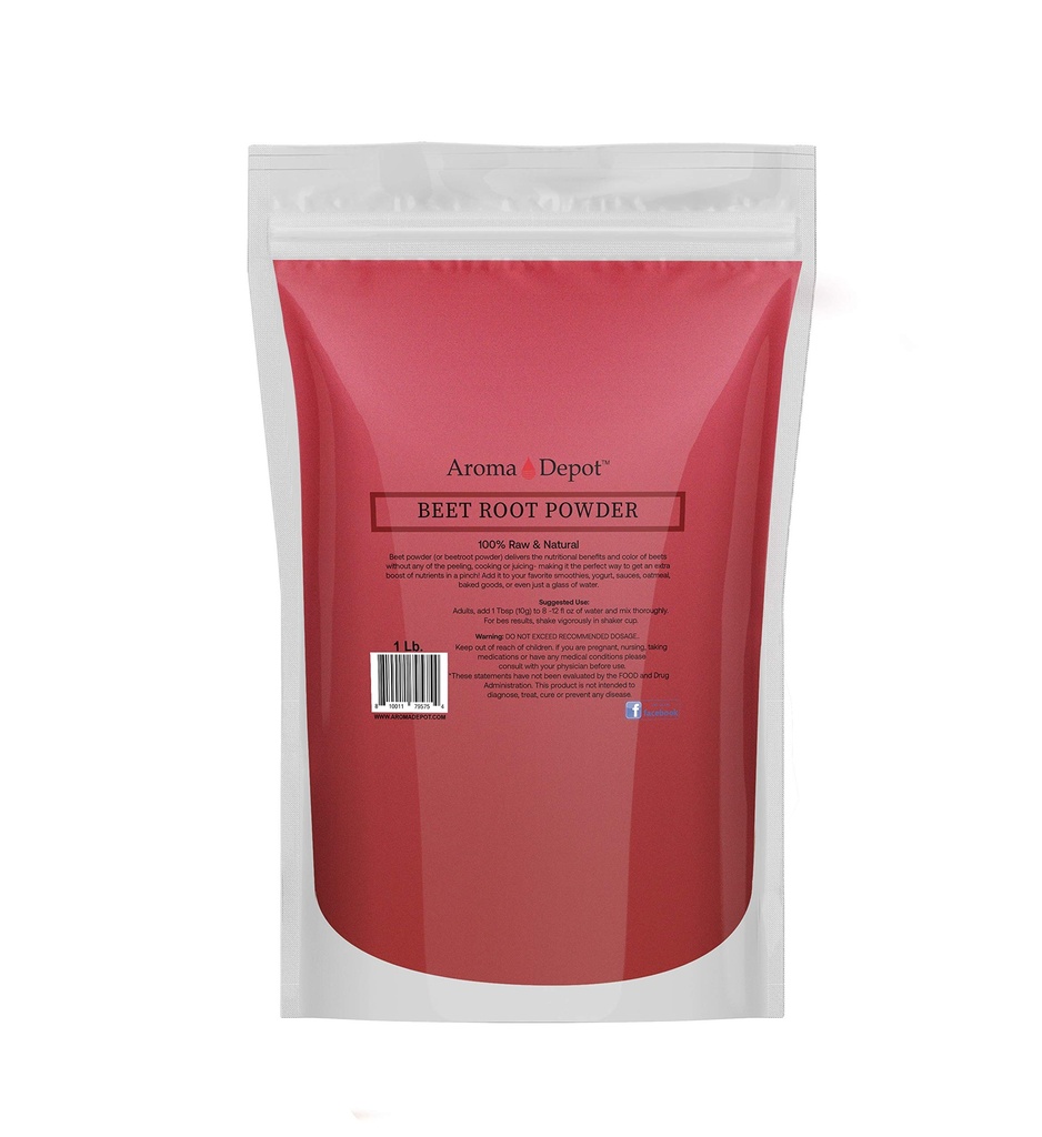 Beet Root Powder 1 lb. af Aroma Depot Raw & Non- GMO I Vegan & Gluten Free I Nitrogen Oxide Booster I Boost Stamina og øger Energy I Immunsystem Booster I 100% Natural
