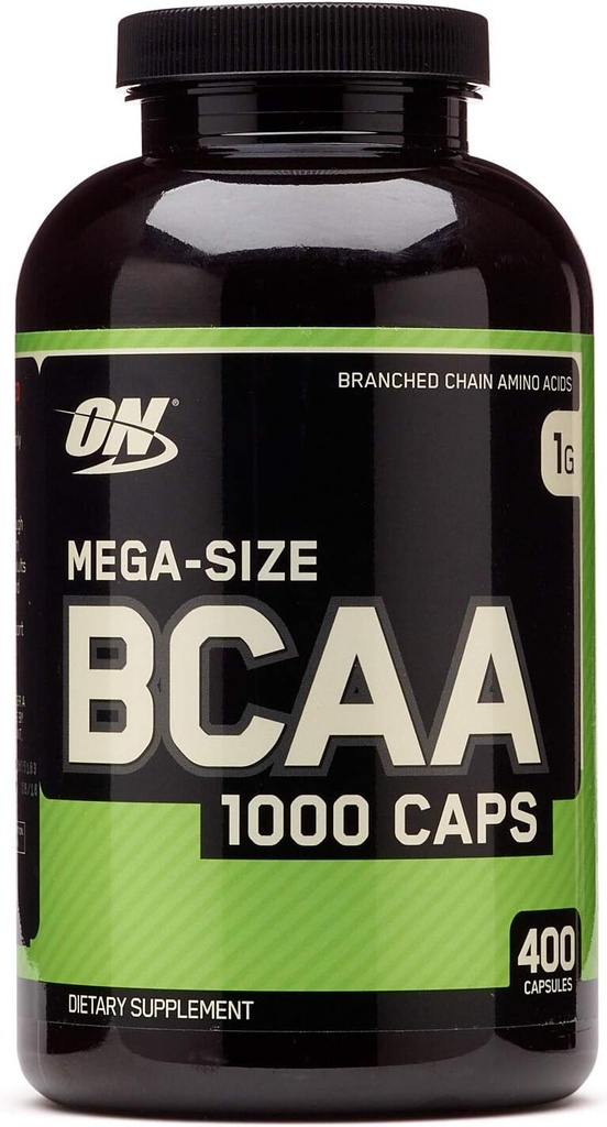 Optimal ernæring Mega- størrelse BCAA 1000 Caps - 400 kapsler (200 Servere)