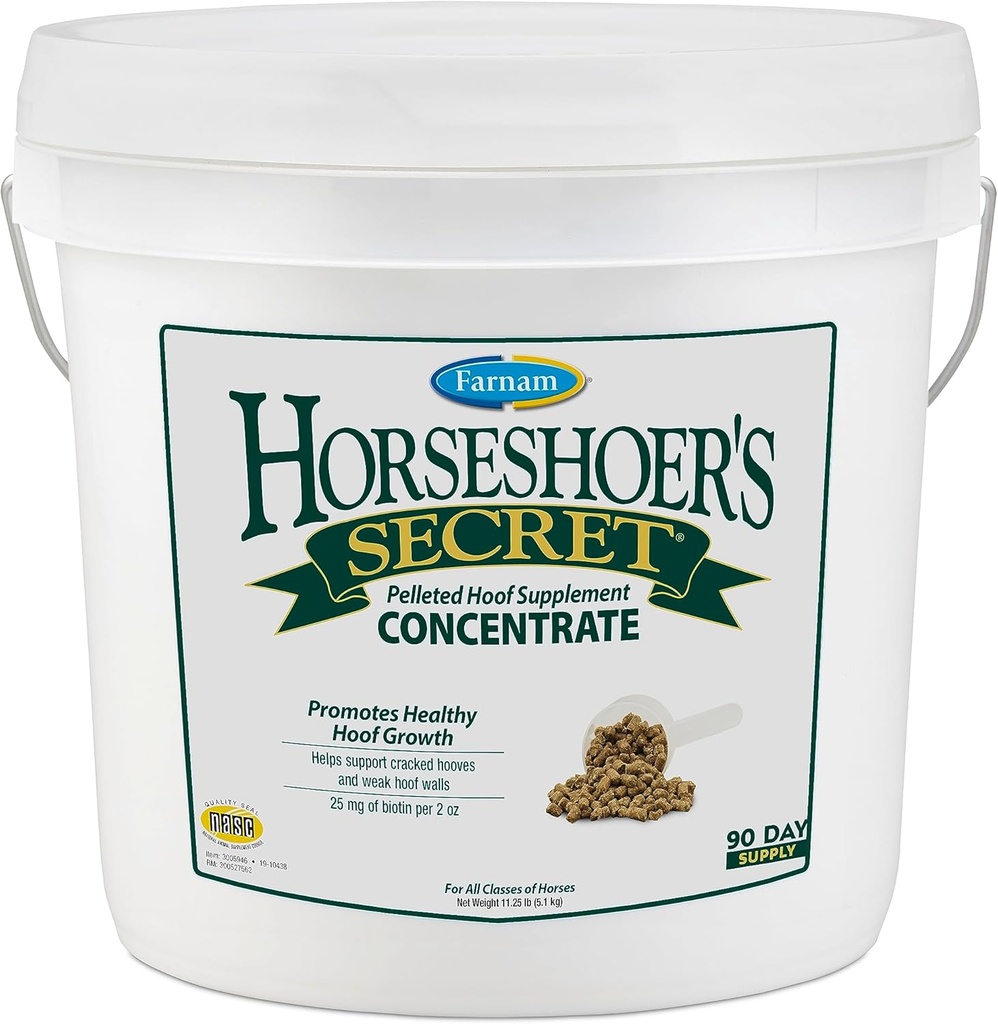 Farnam Horseshoer 's Secret Pelleted Hoof Supplements Koncentrat, Økonomisk formel med 25 mg biotin per 2 ounce servering, 11.25 LB, 90 dages forsyning
