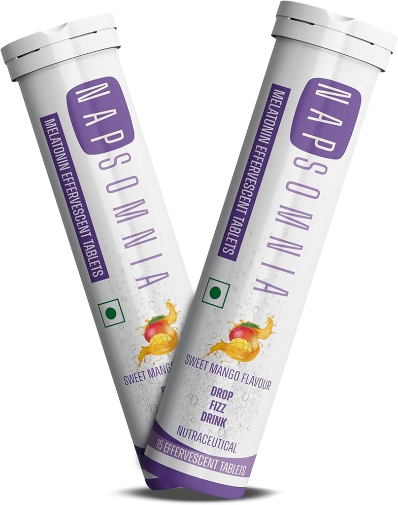 Melatonin Effervescent Tablets (Sweet Mango, 30 Count) – Dissolvable Melatonin Capsules w/ L-Theanine, Chamomile, & More - Sleep Aid Supplement for Adults - Vegan, Non GMO Melatonin Supplement