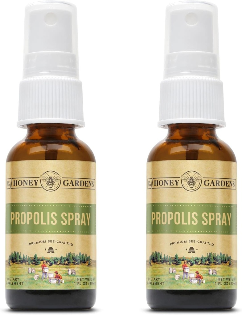 Honey Gardens Bee Propolis Throat Spray 124; med Apiterapi Raw Honey, Licorice Root og Usnea Buddy 124; 50 Servering Buddy 124; 1 Fl Oz Buddy 124; pakke med 2