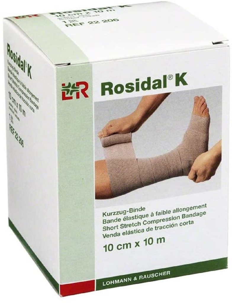 Lohmann & Rauscher Rosidal K Short Stretch Compression Bandage, Til brug i forvaltningen af Akut & Kronisk Lymphedema, Edema, & Venous Utilstrækkelighed, 3,93 "x 11 Yards (10cm x 10m), 1 Roll