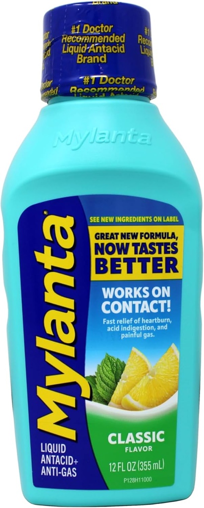 Mylanta Antacida og Gas Relief, Maksimal styrke Formel, Classic Flavor, 12 Fluid Ounce
