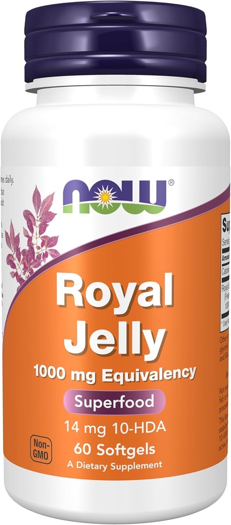 Now Foods Supplements, Royal Jelly 1000 mg med 10- HDA (Hydroxy- D- decensyre), 60 Softels