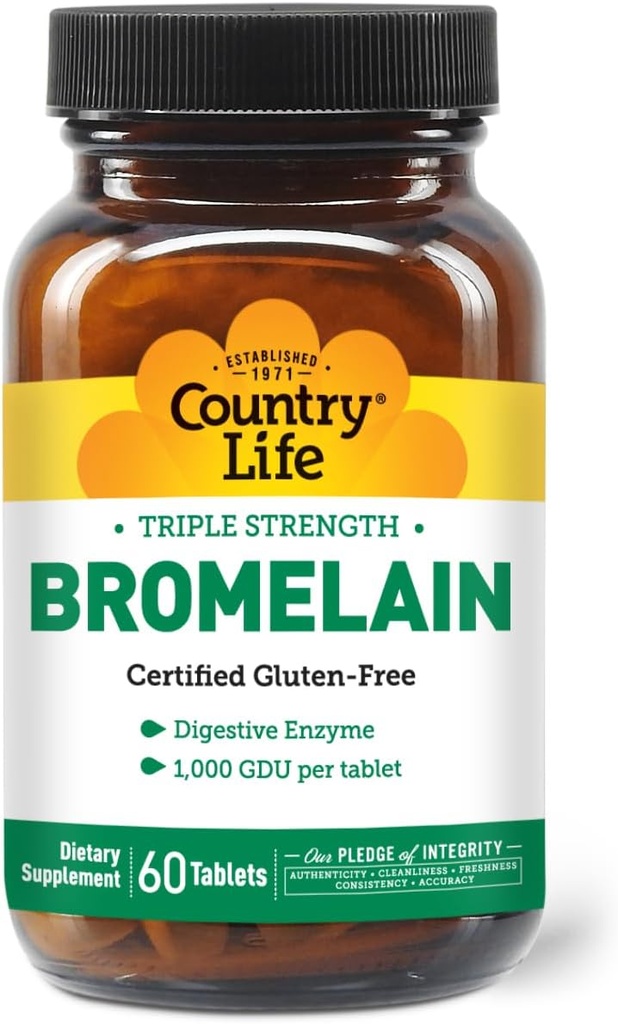 Country Life - Natural Bromelain, 500 mg, 60 tabletter