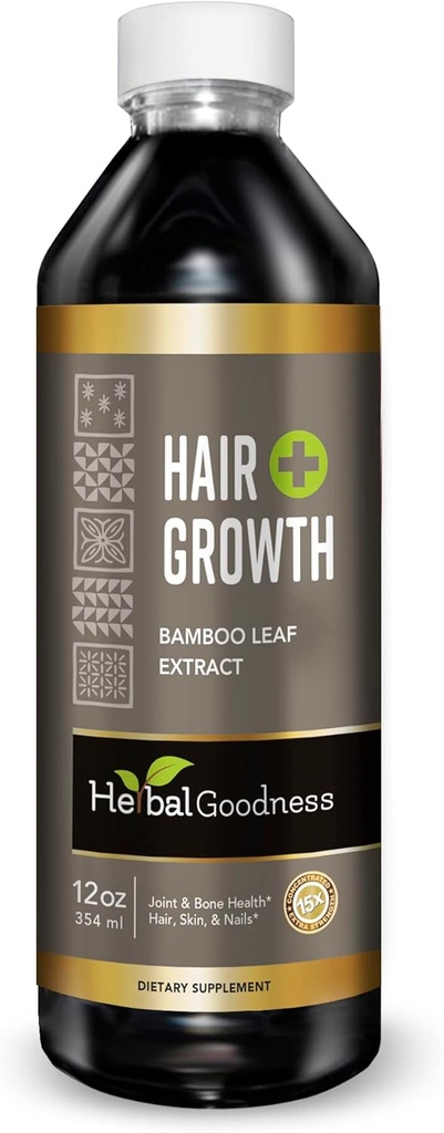 Hårvækst Plus 12oz - Bambus hår Produkt med kollagen, Keratin og vitaminer til kvinder og mænd - Sunde hår, hud og negle - 1 flaske