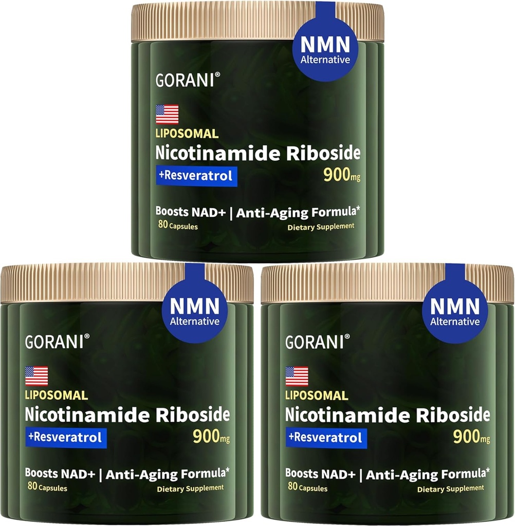 Gorani NAD + Supplement 900MG, Nicotinamid Riboside, Liposomal Resveratrol, Quercetin (3)