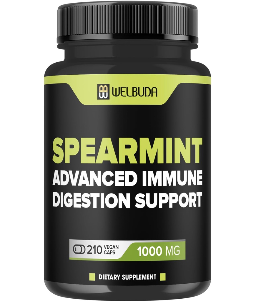 210 Kapsler - Spearmint tillæg med Olive Leaf, Ingefær Root, Sort Pepper & Mere - Kombineret formel for fordøjelse sundhed, respiratorisk sundhed, Immunitet & positiv mood support
