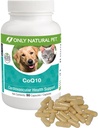 Kun naturlige kæledyr CoQ10 kapsler til hunde & katte - Coenzym Q10 Ubiquinone supplement - Hjælper med at vedligeholde vitalitet, energi & generelt velvære - 90 Greve