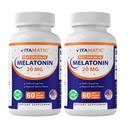 Vitamatic 2- Pack High Potency Melatonin 20 mg - 60 Fast Opløs Tablets Total Fast- Active Sleep Support - Natural Berry Flavor Meter 124; Vegetar
