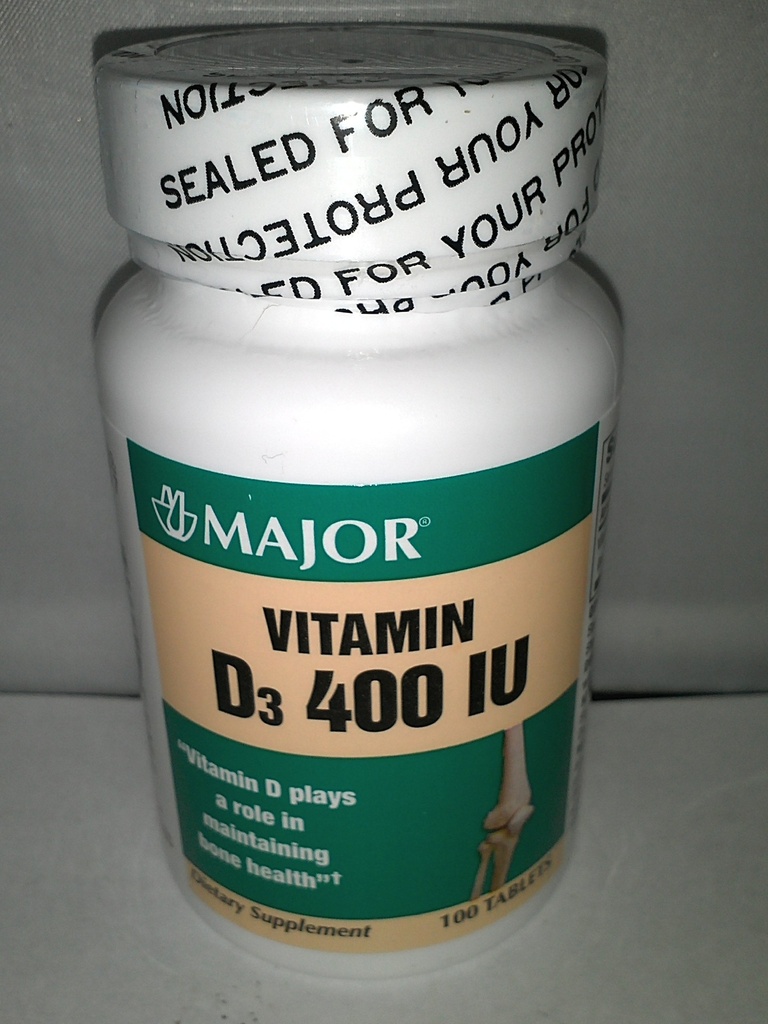 Større Generisk Vitamin D3 400 IE Kosttilskud Bone Health 100 tabletter