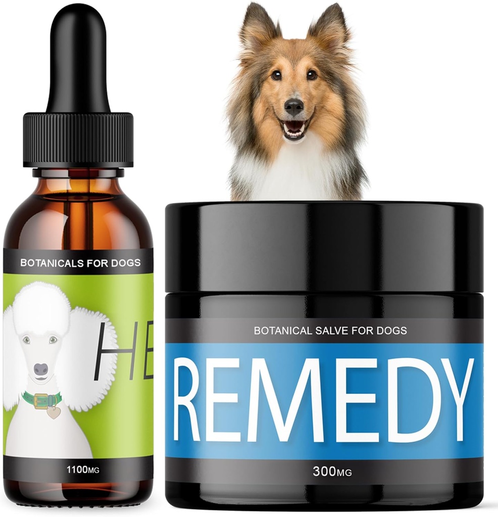 HEAL & Remedy Bundle - Hempolie til hunde med udfordrende betingelser + cellular wellness & hud sundhed salve - Neurologisk & Comfort support - 100% Natural Canine Wellness Supplies