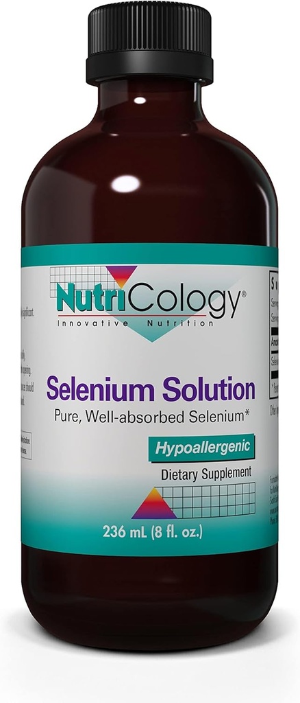 Nutricology Selenium Solution - Well- Absorbed Selenium Liquid, Pure Sodium Selenit, Thyroid Support, Antioxidanter, 100 mcg Supplement, Hypoallergen - 8 Fl Oz