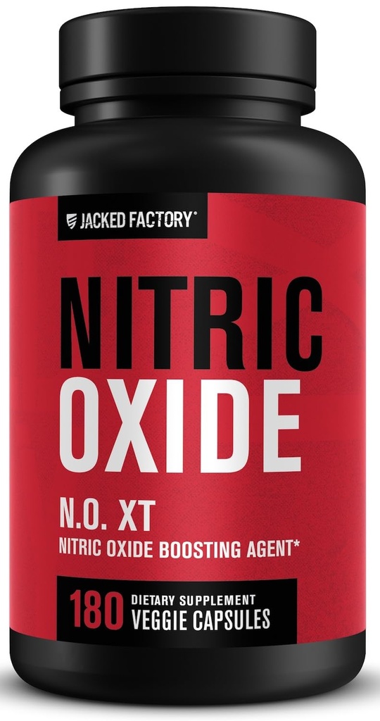 Jacked Factory N.O. XT Nitrooxid Kosttilskud til mænd w / Nitrosigine L Arginin L Citrullin supplement til muskelpumper & vaskularitet - Pre workout Nitrooxid Booster & Muscle Builder - 180 Caps