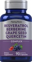 Piping Rock Resveratrol Berberine Grape Seed & Quercetin Complex