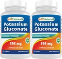 Bedste Naturals Kalium Gluconate 595 mg 250 tabletter (250 greve (pakke med 2))