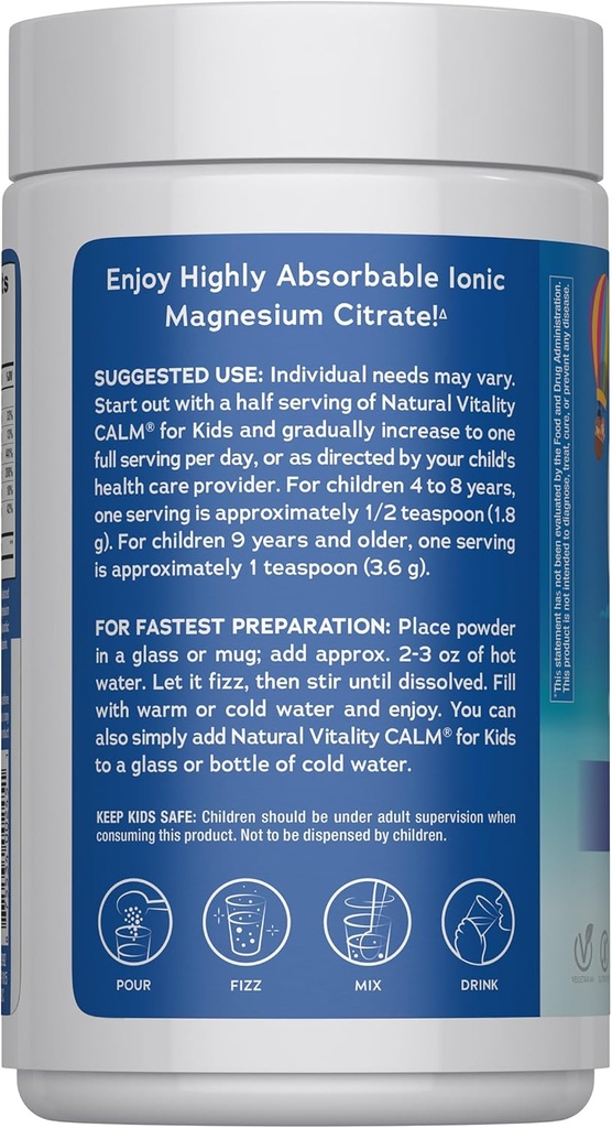 Natural Vitality Calm Sleep, Magnesium Citrate, Sleep Aid Drink Mix, GABA, Sleep Aid, Vegan, Gluten Free & Non-GMO, Mixed Berry Flavored, 16 oz.