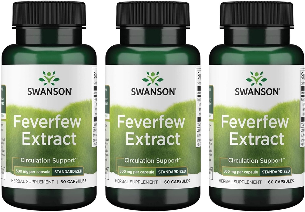 Swanson Feverfeet Extract 500 Milligram 60 kapsler (3 Pack)