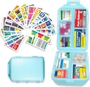 Pill Organizer med Medicine Labels 146 Labels Travel Daily Pill Container Mini Medication Organizer Storage Pill Organizer Travel Essentials Pill Case 7 Dag (Blå, 1 Pack (Stor))