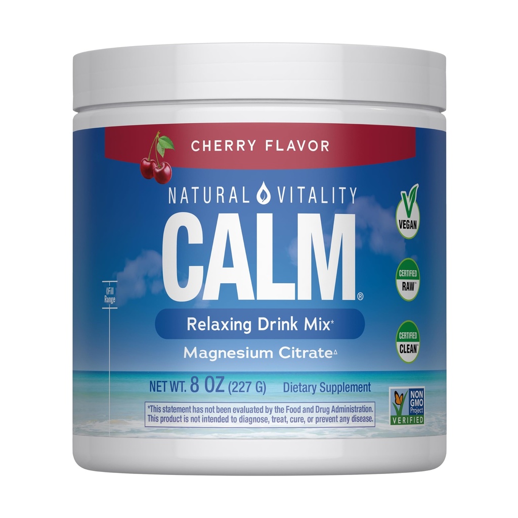 Naturlig Vitality rolig, Magnesium tillæg, Anti- Stress drik mix pulver, Gluten fri, Vegan, & Non- GMO, Cherry, 8 oz