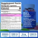 Magnesiumsupplement 500mg, Magnesiumkompleks gummies w / Magnesiumglycinat, malat, citrat, D3, B6, B12 for søvn, migræne relief, muscle & bone, Ultimate Absorption Magnesiumtillæg, 2 pakning