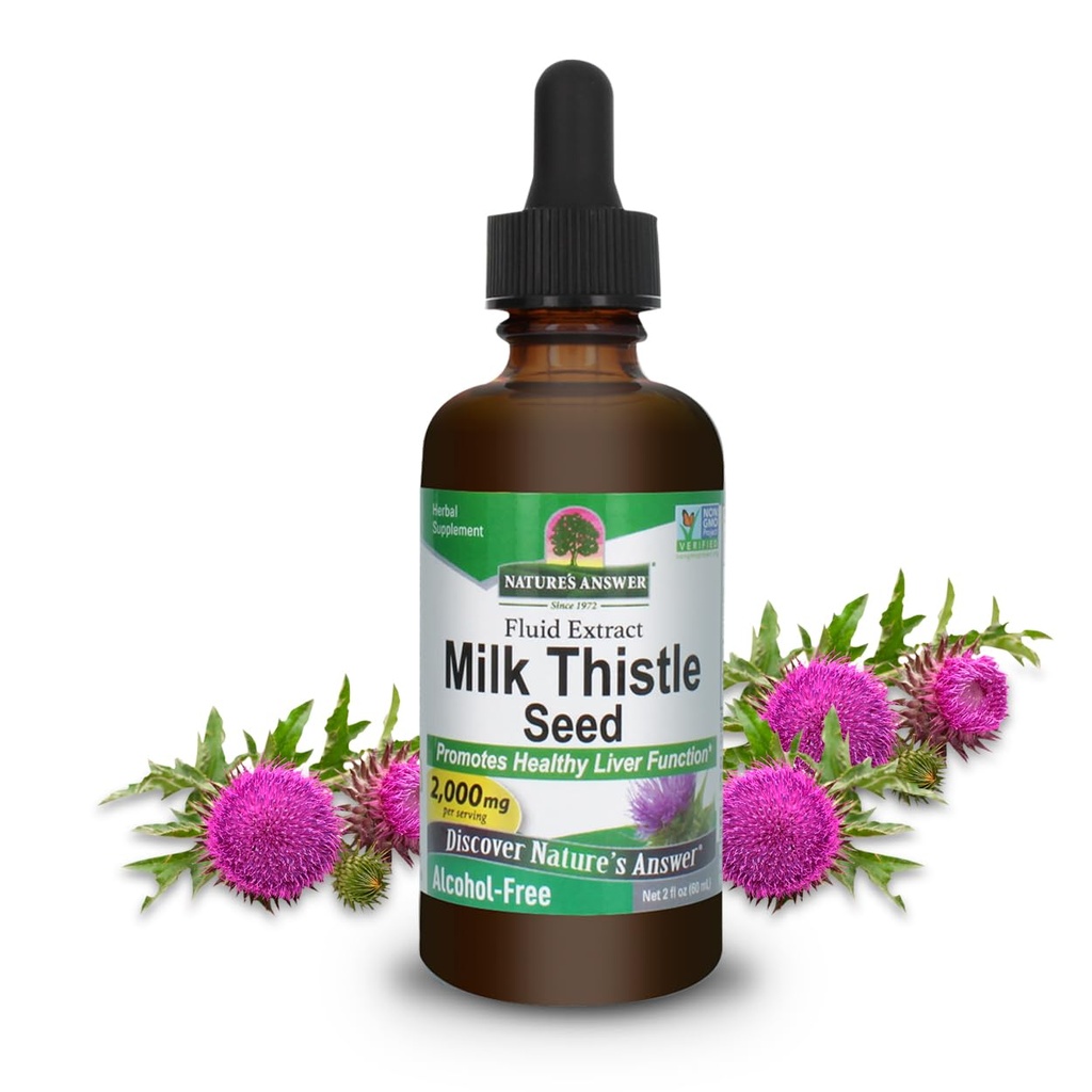 Nature 's Solution Milk Thistle 2 Ounce Extract - Alkohol fri, Ikke GMO, Lever Support for alle - Lever Detox, Made in USA