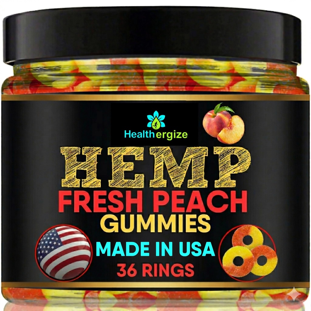 Hamp Gummies- Premium Peach Rings- Fresh and Full Flavor Gummy Bear Ediply -Natural Hamp Oil- Health Rutine og ubehag-Made in USA