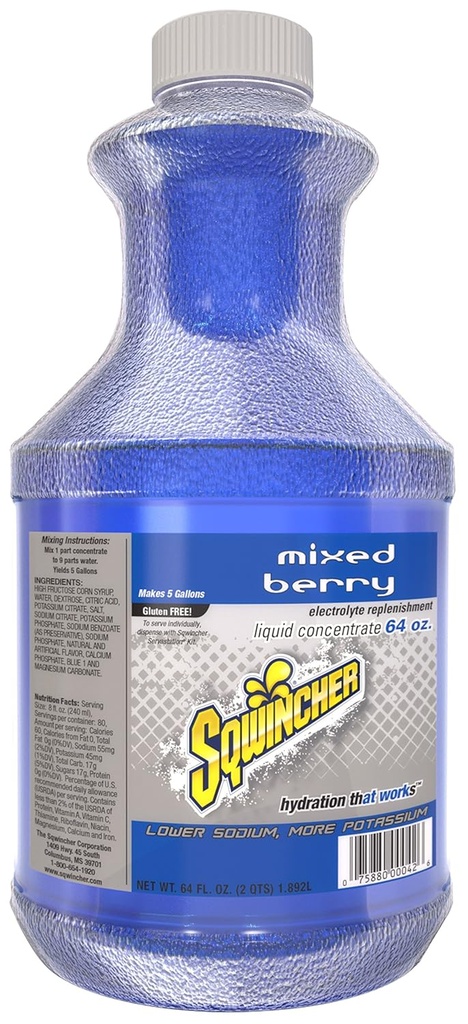 Sqwincher 030320- MB Flydende koncentrat, 5 Gallon Yield, Blue, Standard (pakke med 6)