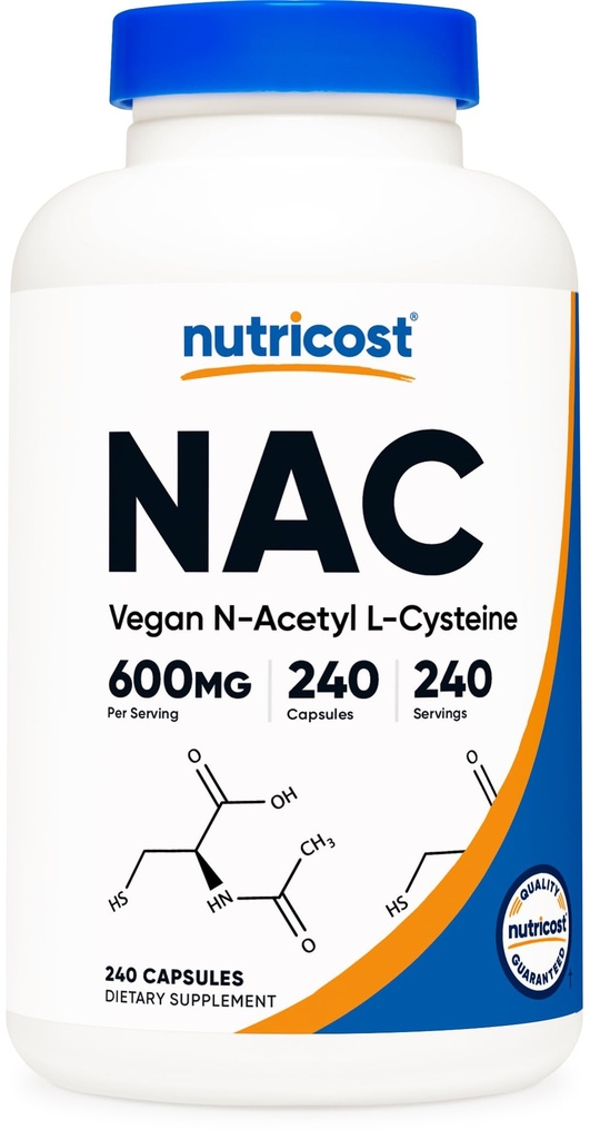 Nutricost N- Acetyl L- Cystein (NAC) 600 mg, 240 Vegetariske Kapsler - Vegan, Non- GMO, Gluten Free