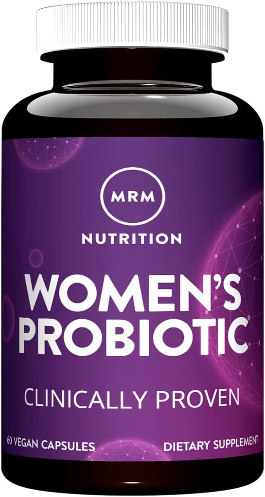 MRM Nutrition Women 's Probiotics against 124; Intestinal + immun Health against 124; Prebiotics + postbiotics against 124; Clinically Proven Measures 124; 25 billion Cells against 124; God Bacteria for Gut Health against 124; Hylde Stable Measures 124; 30 Servere