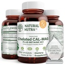 Naturlig Nutra Chelated Calcium Magnesium 1000 / 500 mg Kosttilskud Plus betain HCL - Cal Mag Forbedrer knogledensitet, understøtter muskler, tænder, kardiovaskulær & nerve sundhed, 250 Veganske tabletter