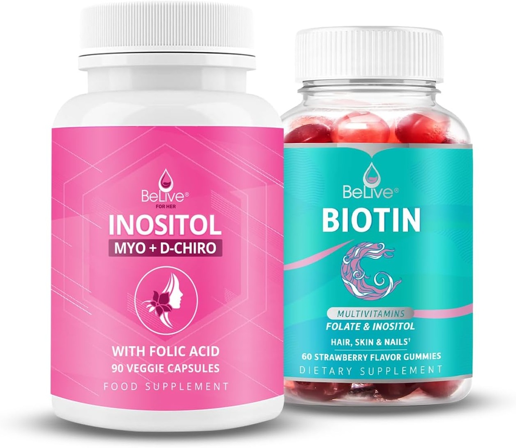 BeLive Womens Favorite Inositol + biotin til sundere hår hud og negle og Hormonal sundhed