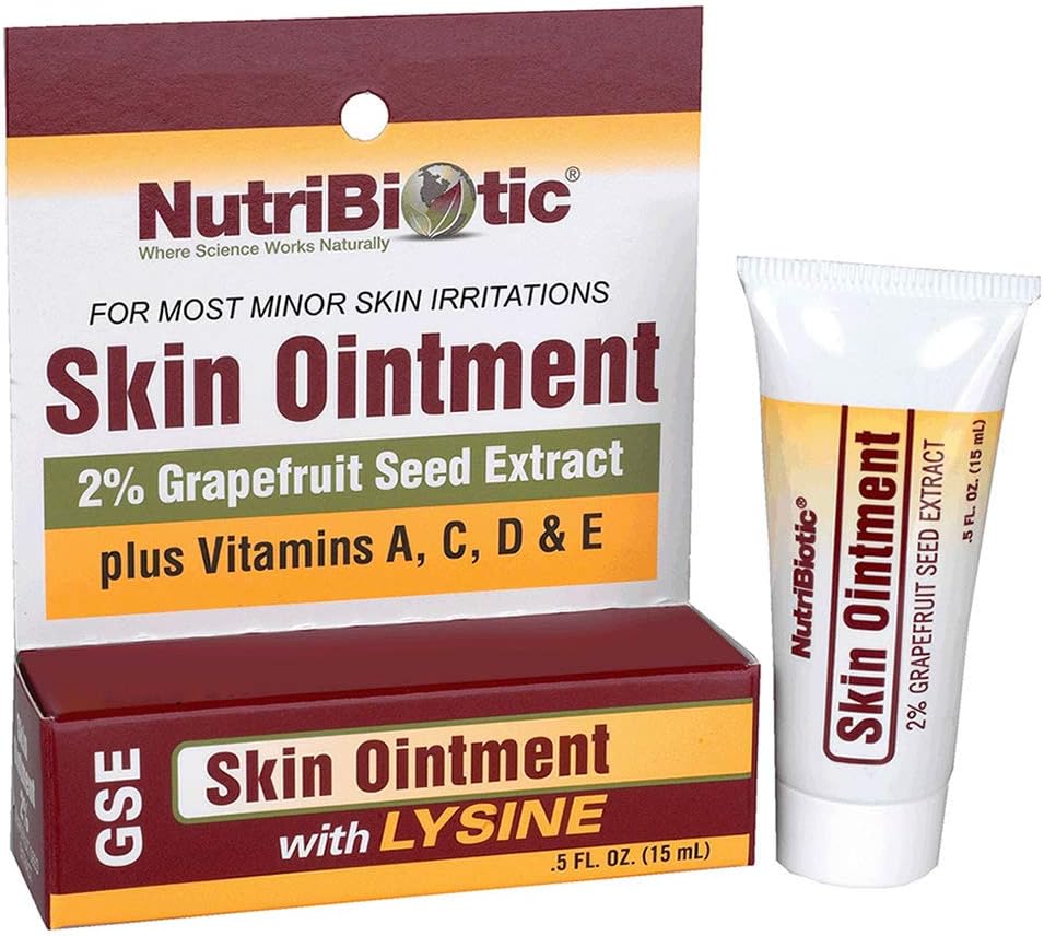 NutriBiotic - Skin Salve .5 Fl Oz Budding 124; med GSE, Lysin, Bieswax, Echinacea, Goldenseal, Vitamin E & Mere Budding 124; for mindre hud irritationer & til støtte Sund Tissue Budding 124; Fremstillet uden gluten & GMO 'er