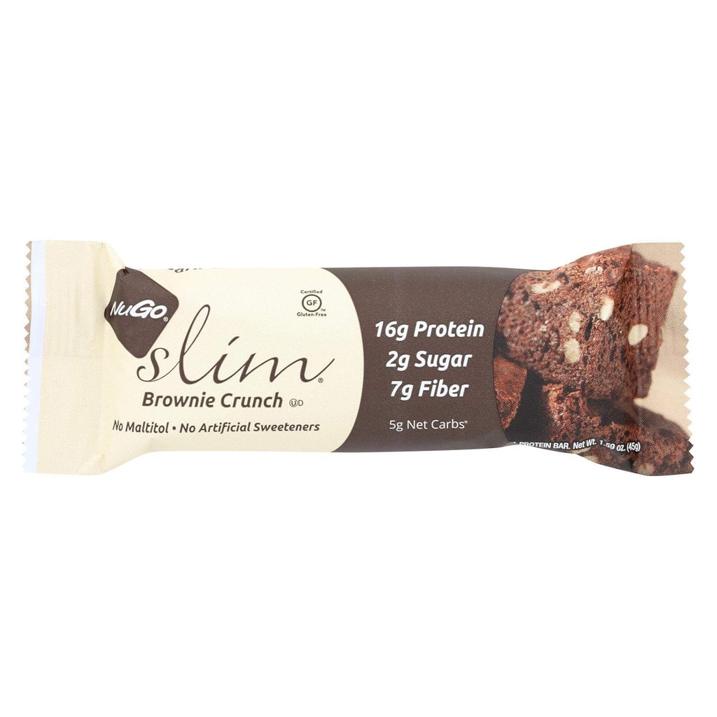 NuGo Nutrition - Slim Bar Brownie Crunch - 1,59 oz (pakke med 12)