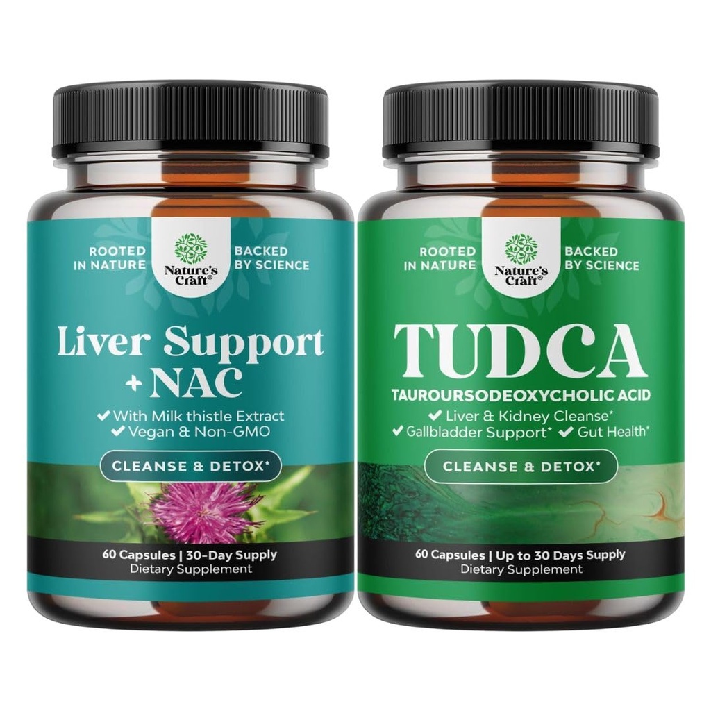 Bundle af lever support supplement med NAC for lever rense og avancerede Bile Salt TUDCA supplement til galblære Nyre og lever støtte