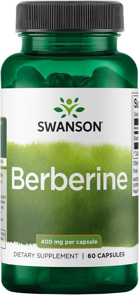 Swanson Berberine HCl Cardiovascular and Metabolic Health Supplement for Health-Conscious Adults - Non-GMO, Vegan, Gluten-Free (60 Vegan Capsules, 400 mg Each)