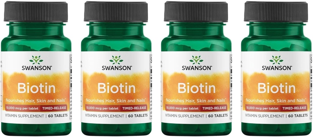 Swanson Biotin - tids- release 10. 000 mcg 60 Tabs (4 stk.)